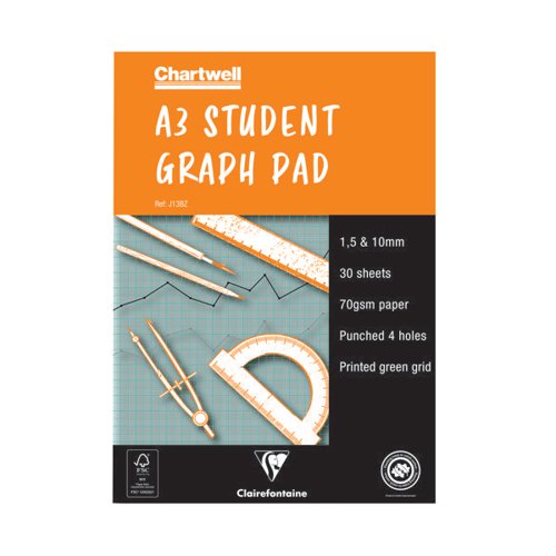 CHARTWELL A3 30 SHEET 70GSM PAPER GRAPH PAD J13B
