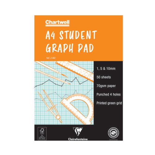 CHARTWELL 1/5/10MM GRAPH PAD A4 50 LEAF J14B