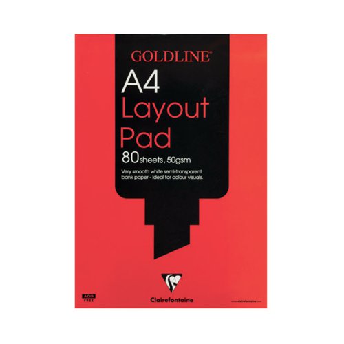 CLAIREFONTAINE GOLDLINE LAYOUT PAD 80 SHEETS 50GSM A4 WHITE