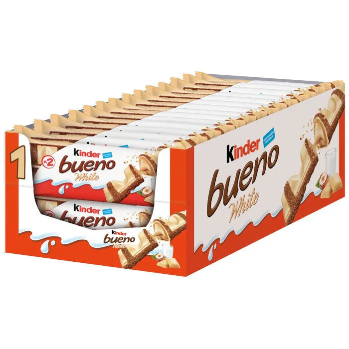 KINDER BUENO WHITE CHOCOLATE BARS (39g) x 30