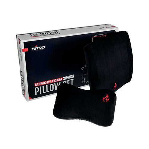 NITRO CONCEPTS ERGONOMIC MEMORY FOAM PILLOW SET BLACK/RED GC