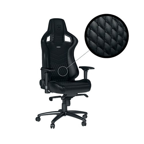 NOBLECHAIRS EPIC GAMING CHAIR REAL LEATHER BLACK GC-005-NC