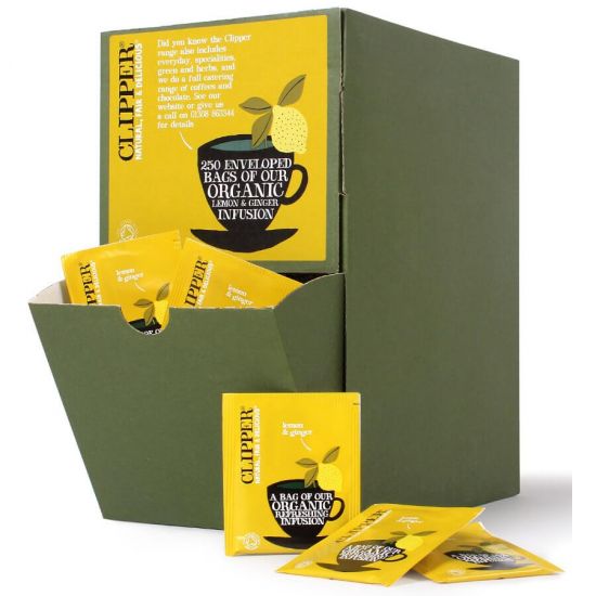 CLIPPER ENVELOPED & TAGGED LEMON & GINGER TEA BAGS x 250