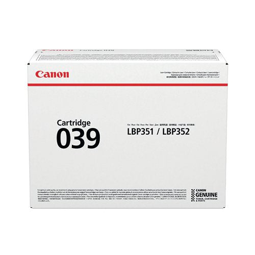 CANON 039 TONER CARTRIDGE BLACK 0287C001