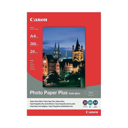 CANON A4 PHOTO PAPER + 260GSM SEMI-GLOSS (PACK OF 20) 1686B0