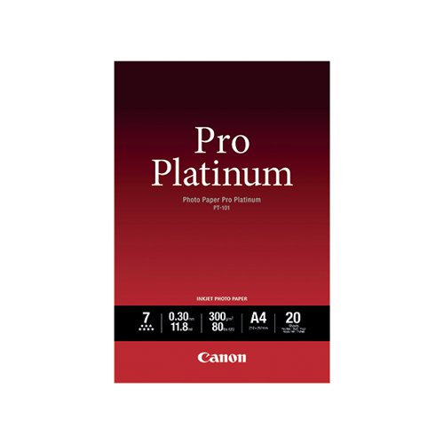 CANON PT-101 PRO A4 PLATINUM PHOTO PAPER (PACK OF 20) 2768B0