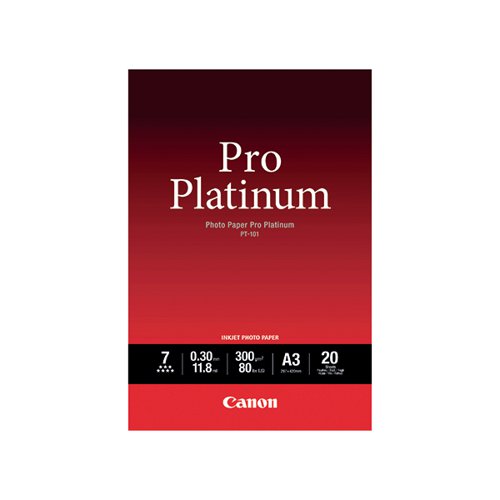 CANON PT-101 PRO A3 PLATINUM PHOTO PAPER (PACK OF 20) 2768B0