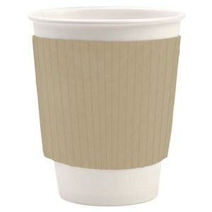 KRAFT CARD CORRUGATED PAPER CUP SLEEVES (fits 12oz/16oz cups) x 1000