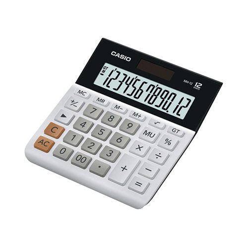 CASIO 12-DIGIT LANDSCAPE BASIC FUNCTION CALCULATOR WHITE MH-