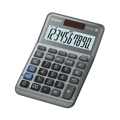 CASIO MS-100FM 10 DIGIT DESKTOP CALCULATOR SILVER MS-100FM-W
