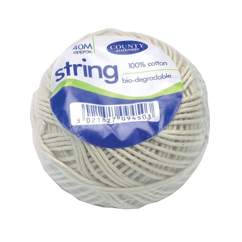 COTTON STRING BALL MEDIUM 40M BIODEGRADABLE (PACK OF 12) C17
