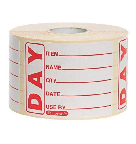 REMOVABLE RED FOOD ROTATION LABELS 50x65mm (Roll of 500)