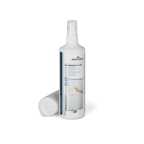 DURABLE STREAK FREE WHITEBOARD CLEANING SPRAY AND MICROFOBRE CLOTH KIT 250ML 583300