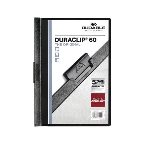 DURABLE CLIP FOLDER DURACLIP 60 A4 BLACK (PACK OF 25) 2209/0