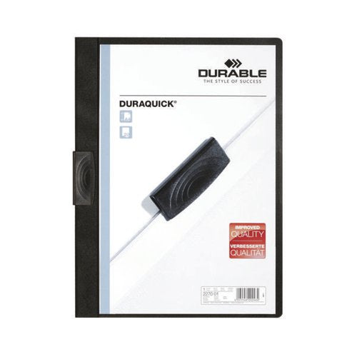DURABLE DURAQUICK 20 CLIP FOLDER A4 BLACK (PACK OF 20) 2270/