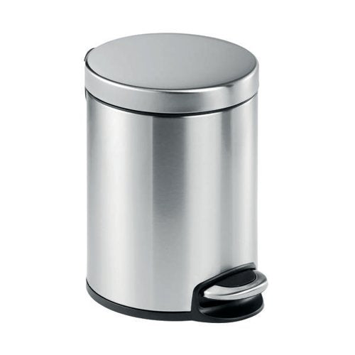 DURABLE STAINLESS STEEL PEDAL BIN ROUND 5 LITRE SILVER 34002