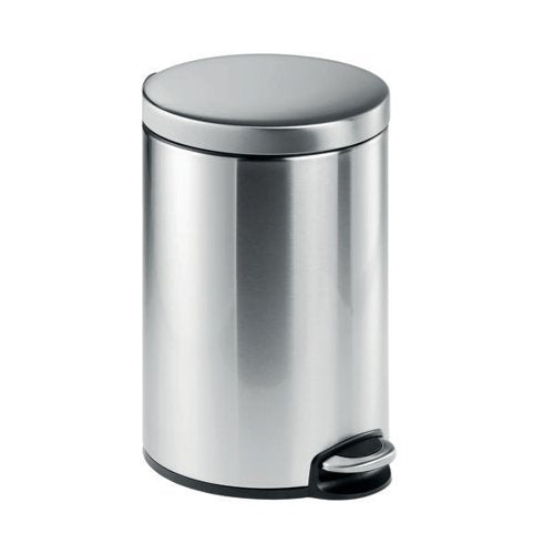 DURABLE STAINLESS STEEL PEDAL BIN ROUND 12 LITRE SILVER 3401