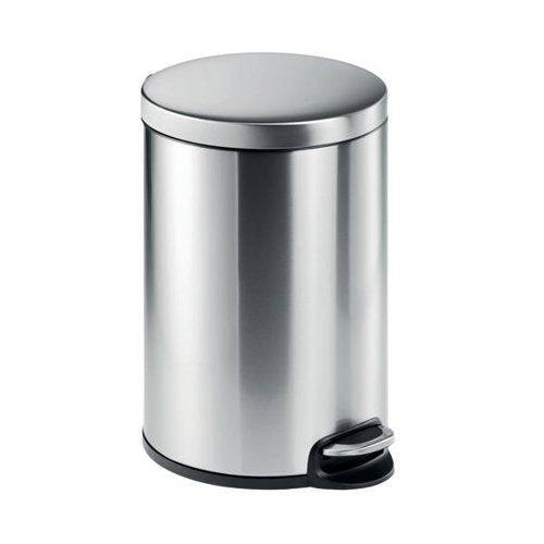 DURABLE STAINLESS STEEL PEDAL BIN ROUND 20 LITRE SILVER 3402