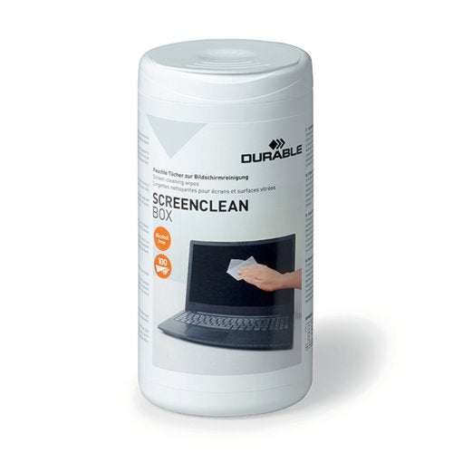 DURABLE SCREENCLEAN BOX WET WIPES BIO-DEGRADABLE WHITE (PACK