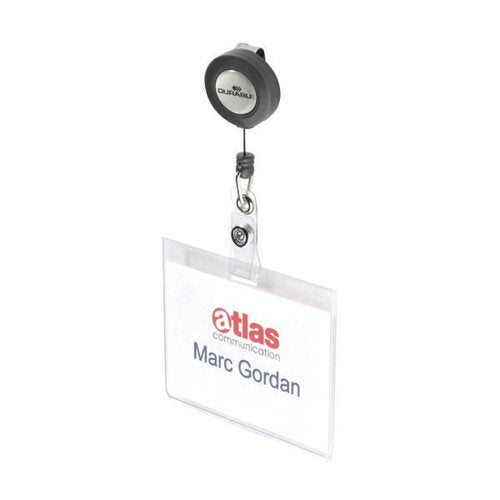 DURABLE BADGE REEL NAME TAG ID CARD HOLDERS + INSERTS 60X90M