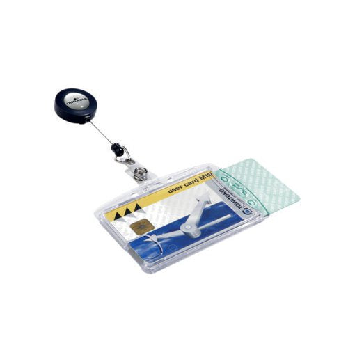 DURABLE DUAL SECURITY PASS HOLDER WITH BADGE REEL CLEAR (PAC