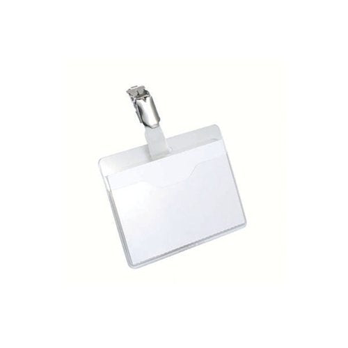 DURABLE VISITOR BADGE WITH ROTATING CLIP 60X90MM CLEAR (PACK