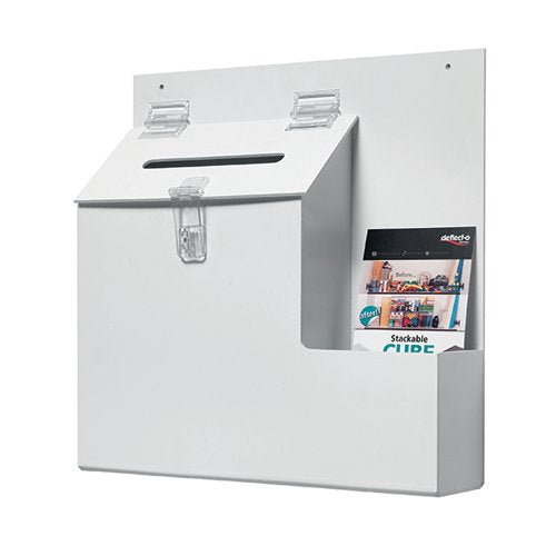 DEFLECTO LOCKABLE BALLOT/SUGGESTION BOX WHITE DE79803