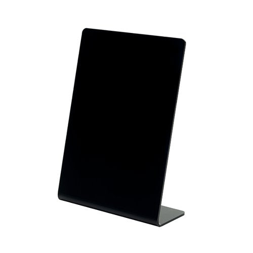 DEFLECTO SLANTED DISPLAY SIGN ACRYLIC A6 PORTRAIT BLACK SSPA