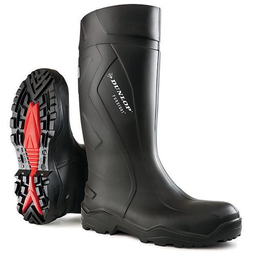 DUNLOP PUROFORT+ FULL SAFETY WELLINGTON BOOTS 1PR BLACK 8 C7