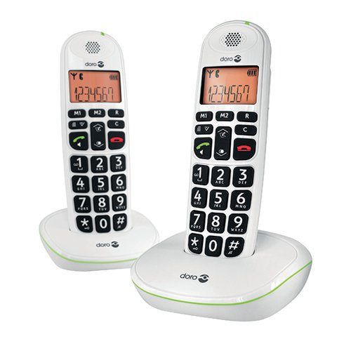 DORO DECT CORDLESS TELEPHONE BIG BUTTON WHITE TWIN PACK PHON