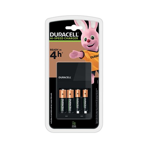 DURACELL 4 HOUR BATTERY CHARGER CEF14 WITH 2X AA/2X AAA BATT