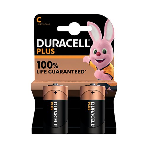 DURACELL PLUS C BATTERY ALKALINE 100% LIFE (PACK OF 2) 5009810