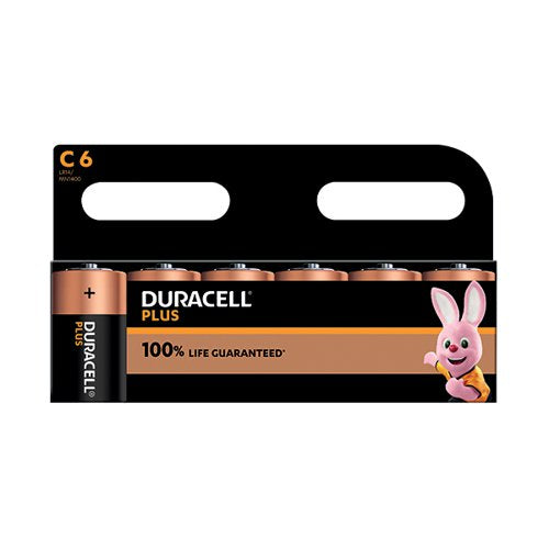 DURACELL PLUS C BATTERY ALKALINE 100% LIFE (PACK OF 6) 5009814