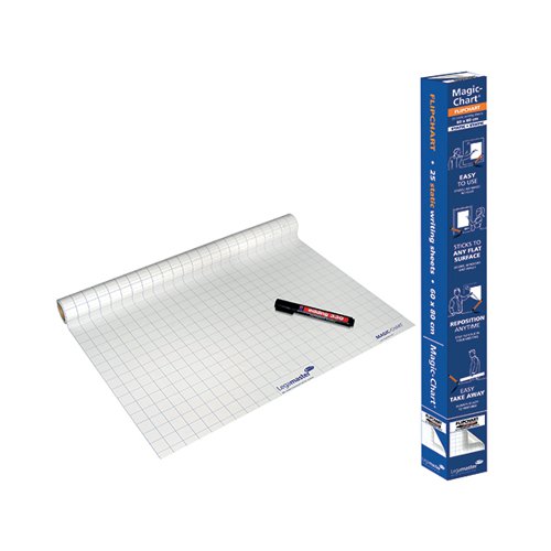 LEGAMASTER MAGIC CHART GRIDDED ROLL WHITE 600X800MM 1590-00