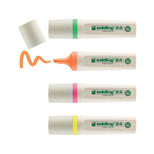EDDING 24 ECOLINE HIGHLIGHTER ASSORTED (PACK OF 4) 4-24-4