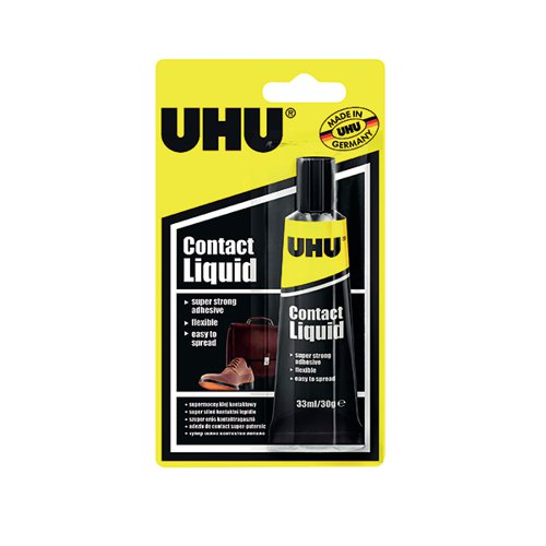 UHU 033882 CONTACT LIQUID ADHESIVE 33ML BLISTER CARD 3-33882