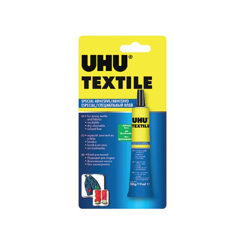 UHU 064662 FABRIC GLUE 19ML BLISTER CARD 3-64662