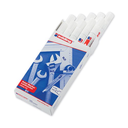EDDING 750 OPAQUE WHITE BULLET TIP PAINT MARKER (PACK OF 10)