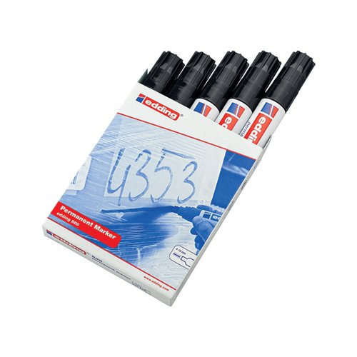 EDDING 800 CHISEL TIP PERMANENT MARKER EXTRA LARGE BLACK (PACK OF 5) 800/5-001