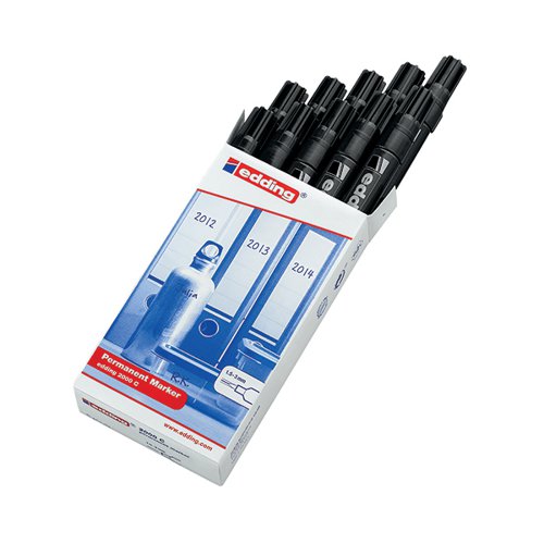 EDDING 2000C PERMANENT MARKER BULLET TIP BLACK (PACK OF 10)