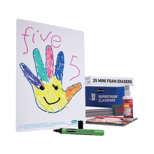 SHOW-ME SUPERTOUGH A4 WHITEBOARDS PLAIN/PLAIN CLASSPACK (35