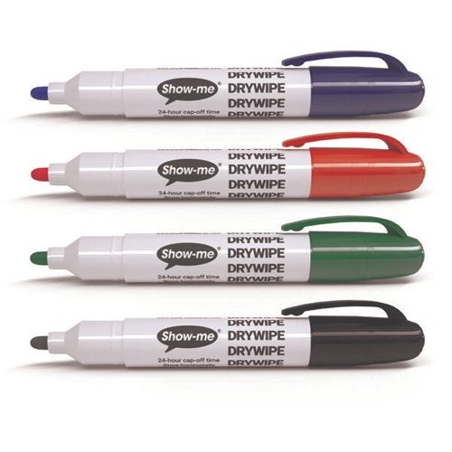 SHOW-ME ECO DRYWIPE MARKERS ASSORTED (PACK OF 4) STM4
