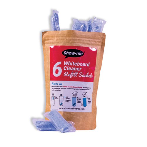 SHOW-ME WHITEBOARD CLEANER REFILL SACHETS (PACK OF 6) WCE500