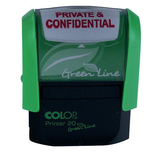 COLOP GREEN LINE WORD STAMP PRIVATE AND CONFIDENTIAL RED P20
