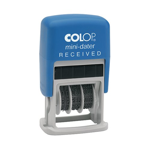 COLOP SELF INKING MINI TEXT AND DATE STAMP RECEIVED S160L1
