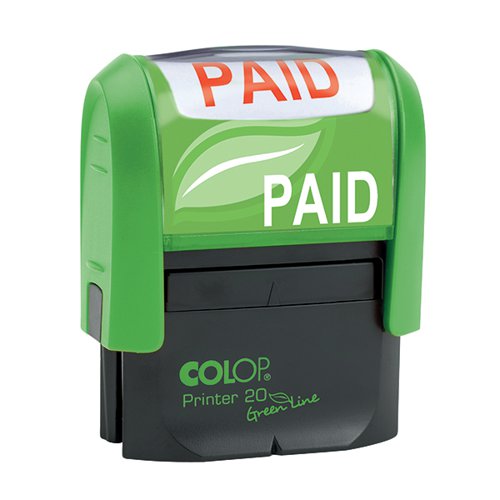 COLOP GREEN LINE WORD STAMP PAID RED GLP20PAID