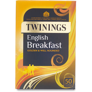 TWININGS ENGLISH BREAKFAST TAG & ENVELOPE TEA BAGS (50 bags)