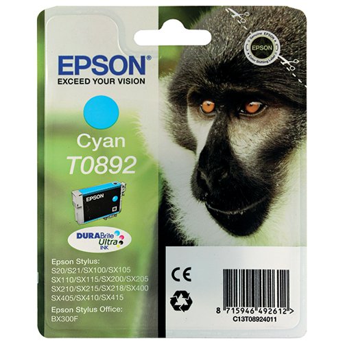 EPSON T0892 MONKEY DURABRITE ULTRA INK CARTRIDGE CYAN C13T08