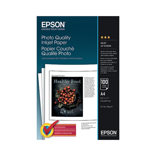 EPSON PHOTO QUALITY INKJET PAPER A4 102GSM (PACK OF 100) C13