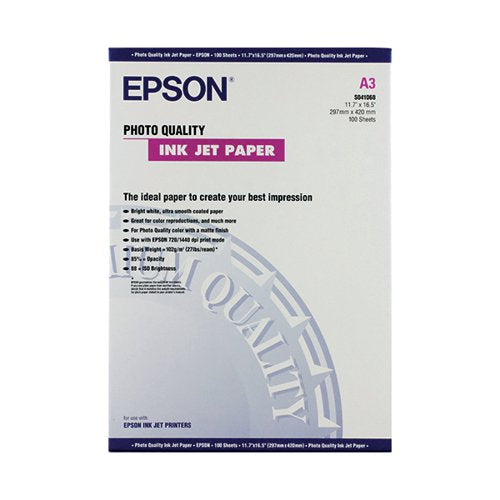 EPSON PHOTO QUALITY INKJET PAPER A3 102GSM (PACK OF 100) C13